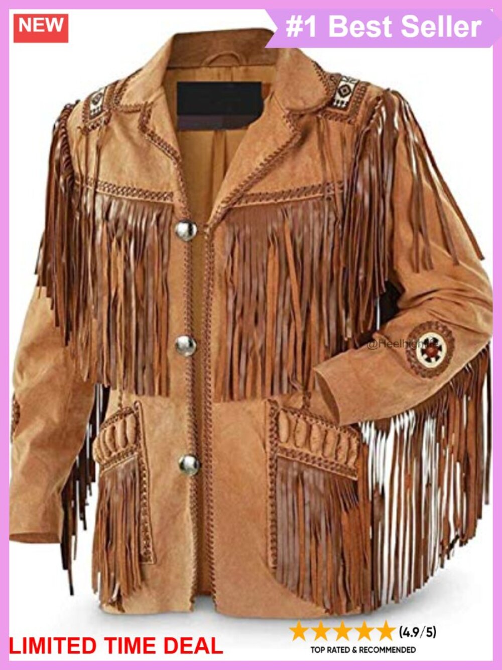 Genuine Suede Fringe Jacket Western Cowgirl Style Full Sleeve Zip